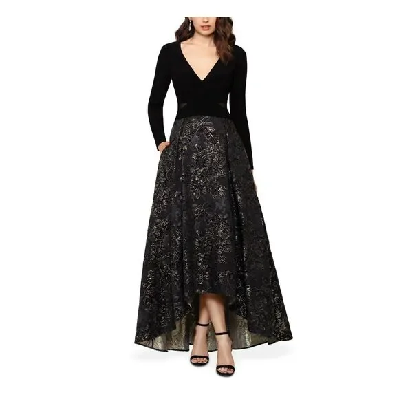 Xscape | Dresses | Xscape Womens Black Long Sleeve V Neck Fulllength Evening Fit Flare Dress 4 | Poshmark Xscape | Dresses | Xscape Womens Black Long Sleeve V Neck Fulllength Evening Fit Flare Dress 4 | Poshmark